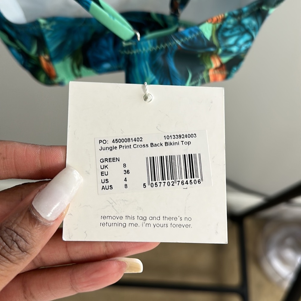 Missguided Jungle Print Cross back Ruched Bikini Swimsuit Top and Bottom Size 4 - Picture 6 of 10